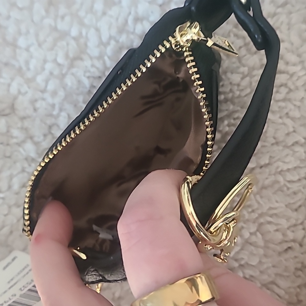 Black Mini Purse Keychain with Gold Accents - Picture 2 of 2